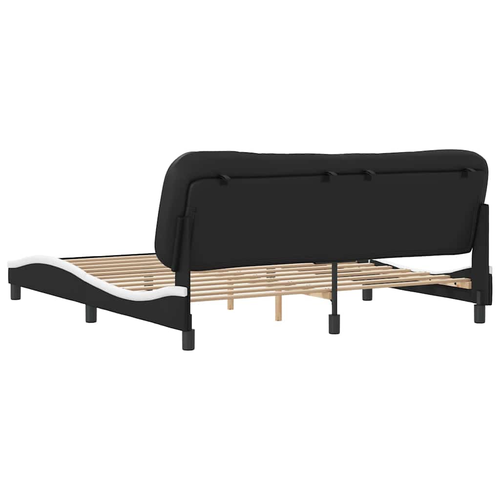 Bed Frame without Mattress "Hvar" Black and White 180x200 cm Super King Faux Leather