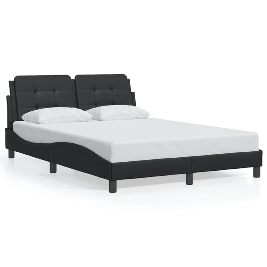 vidaXL Bed Frame with Headboard Black 140x190 cm Faux Leather