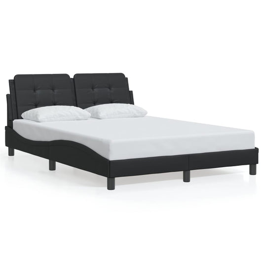 vidaXL Bed Frame with Headboard Black 140x200 cm Faux Leather