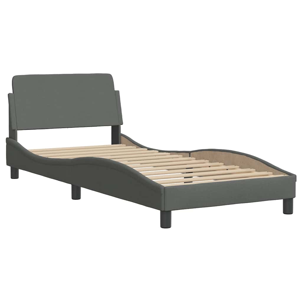 Bed with Mattress "Dover" Dark Grey Single Fabric
