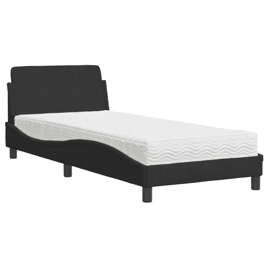 vidaXL Bed with Mattress Black Single Velvet