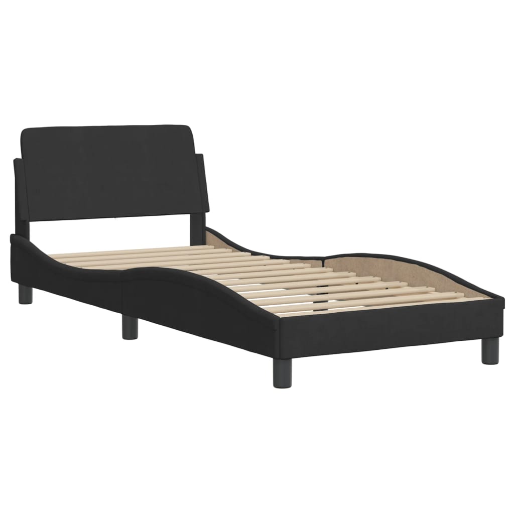 vidaXL Bed with Mattress Black Single Velvet