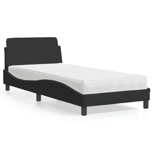 vidaXL Bed with Mattress Black Single Velvet