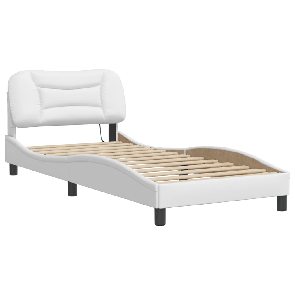 vidaXL Bed Frame with LED without Mattress White 80x200 cm