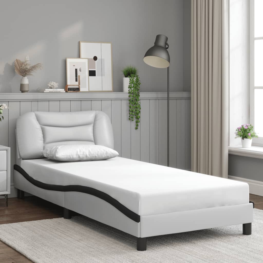 vidaXL Bed Frame with LED without Mattress White and Black 80x200 cm