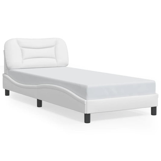 vidaXL Bed Frame with LED without Mattress White 90x190 cm Single