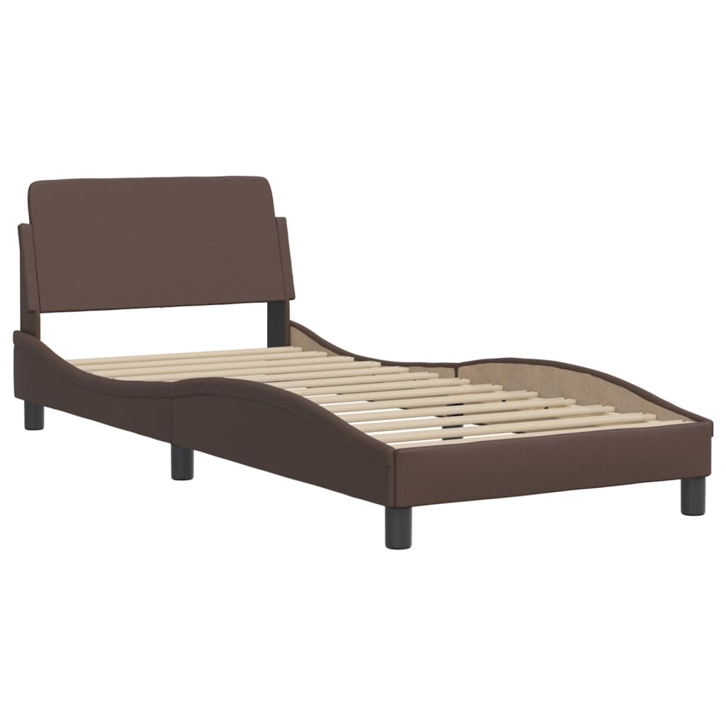 vidaXL Bed Frame with LED without Mattress Brown 90x190 cm Single