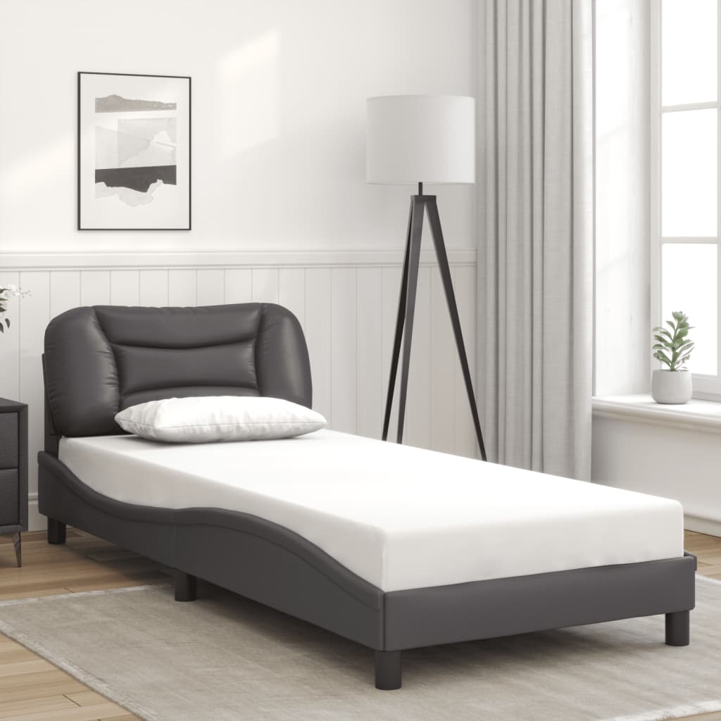 vidaXL Bed Frame with LED without Mattress Grey 90x190 cm Single