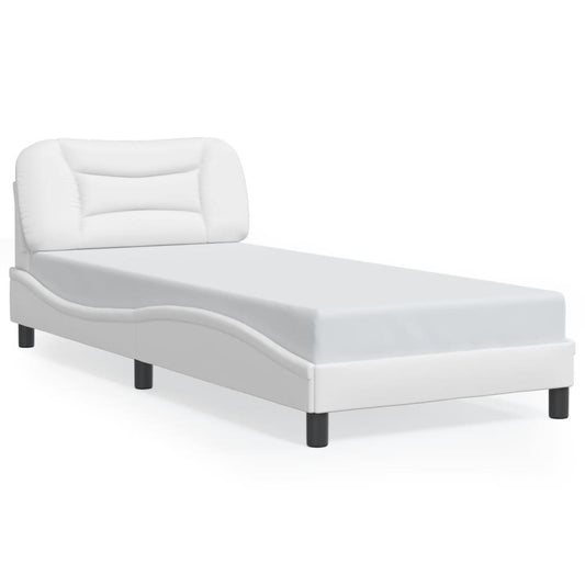 vidaXL Bed Frame with LED Lights White 90x200 cm Faux Leather