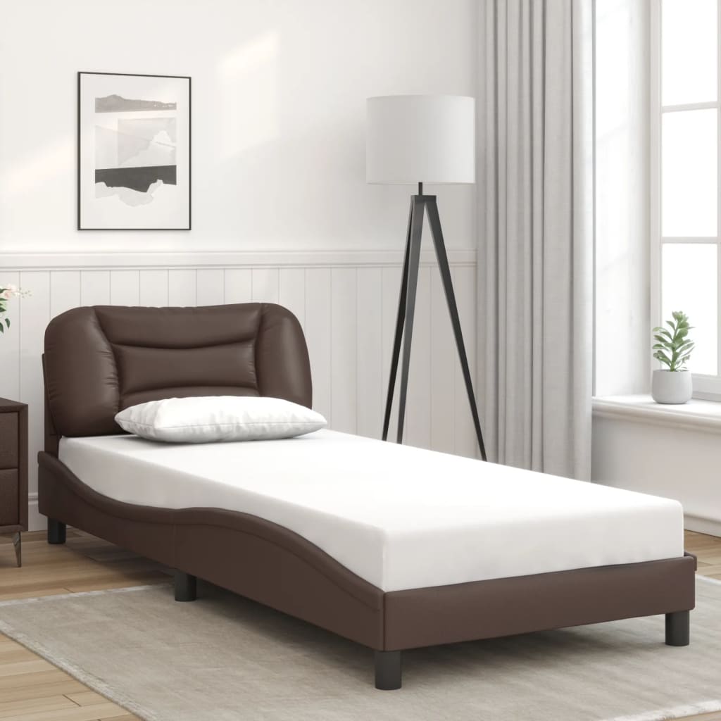 vidaXL Bed Frame with LED without Mattress Brown 90x200 cm