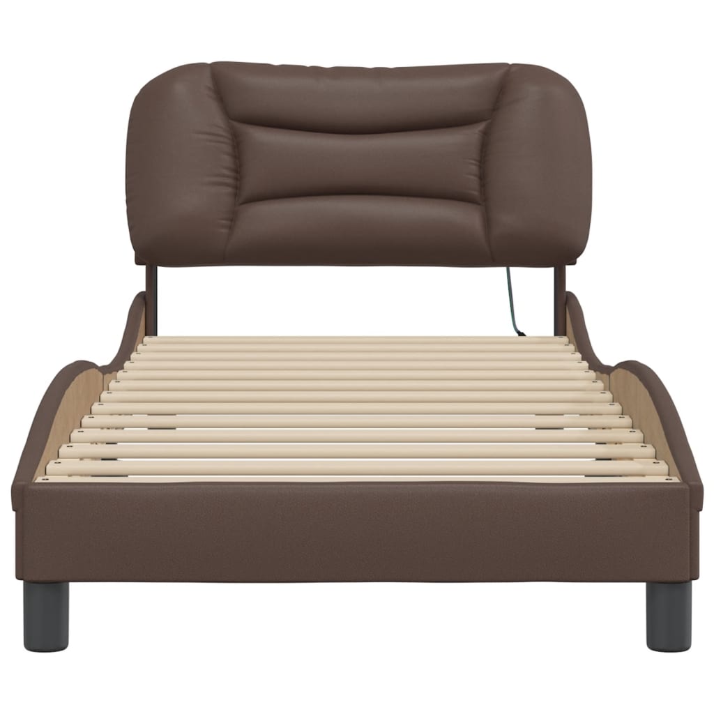 vidaXL Bed Frame with LED without Mattress Brown 90x200 cm