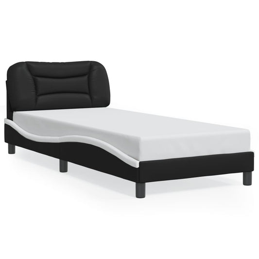 vidaXL Bed Frame with LED without Mattress Black and White 90x200 cm