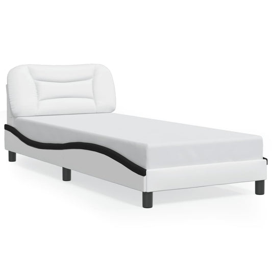 vidaXL Bed Frame with LED without Mattress White and Black 90x200 cm