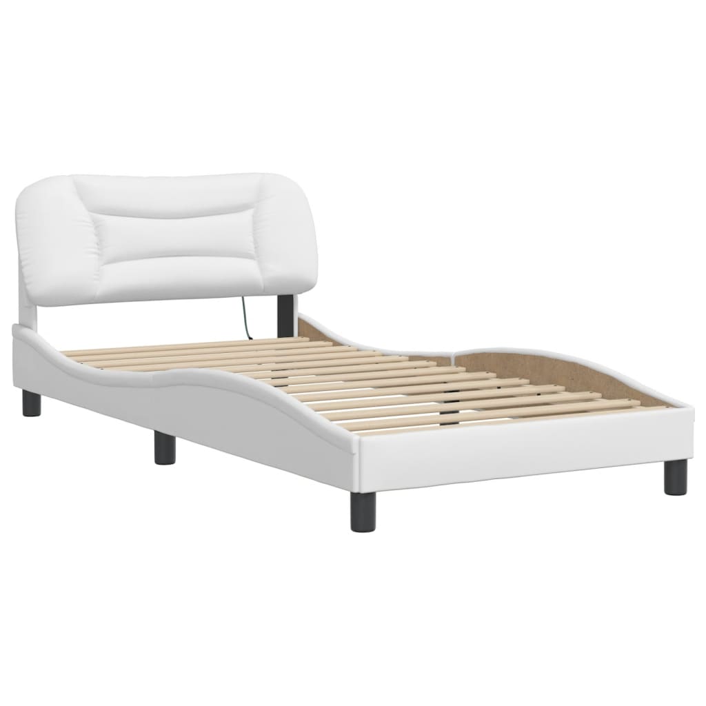 vidaXL Bed Frame with LED without Mattress White 100x200 cm