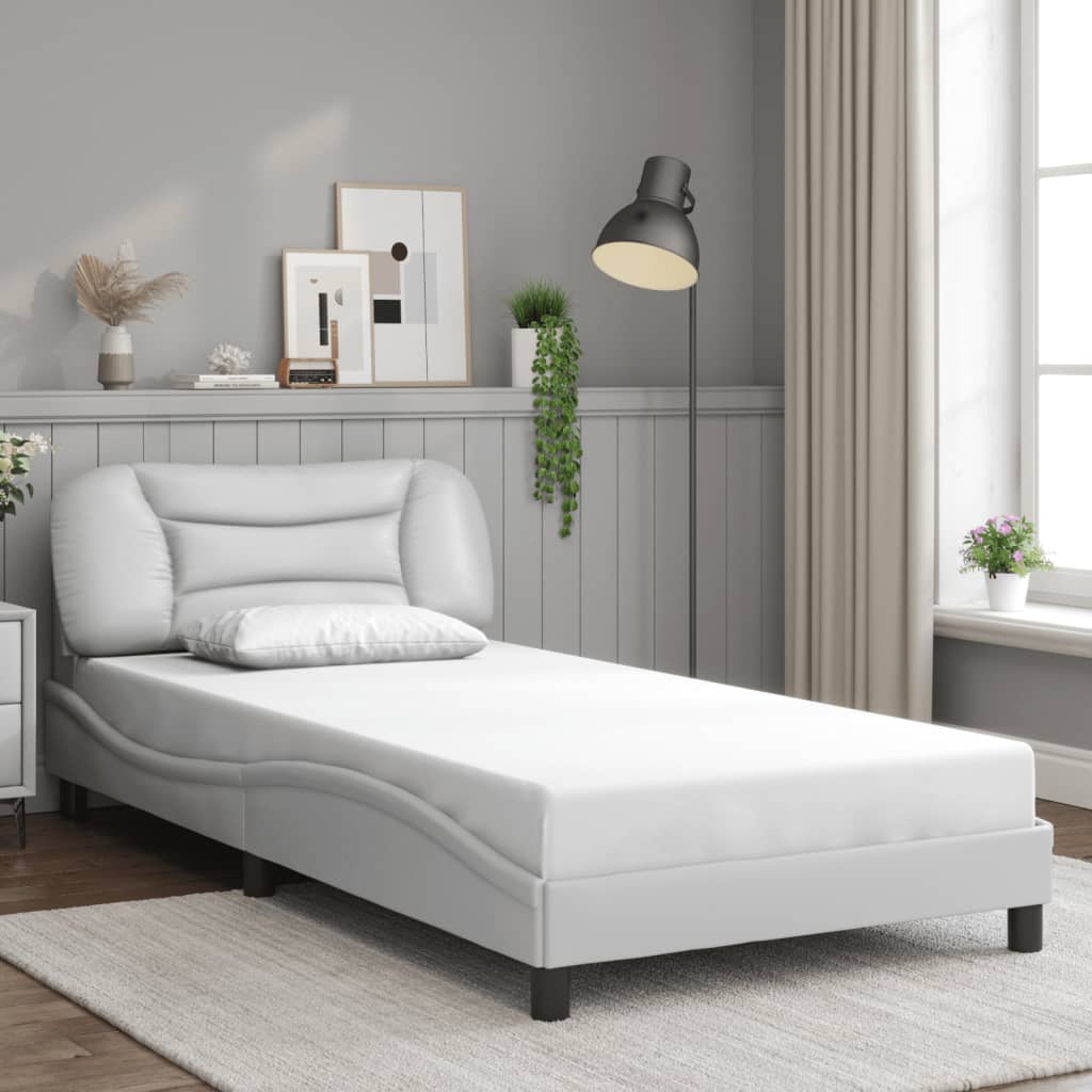 vidaXL Bed Frame with LED without Mattress White 100x200 cm