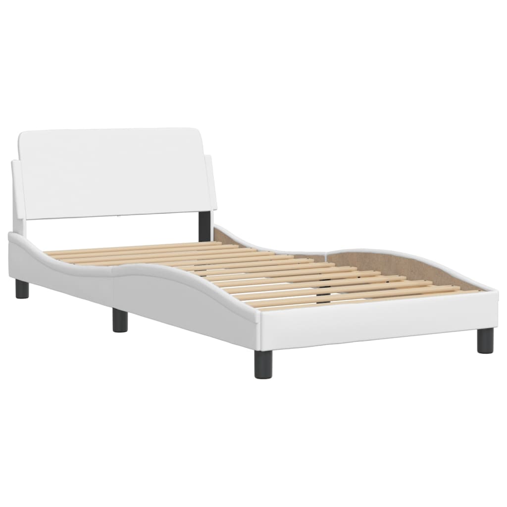 vidaXL Bed Frame with LED without Mattress White 100x200 cm