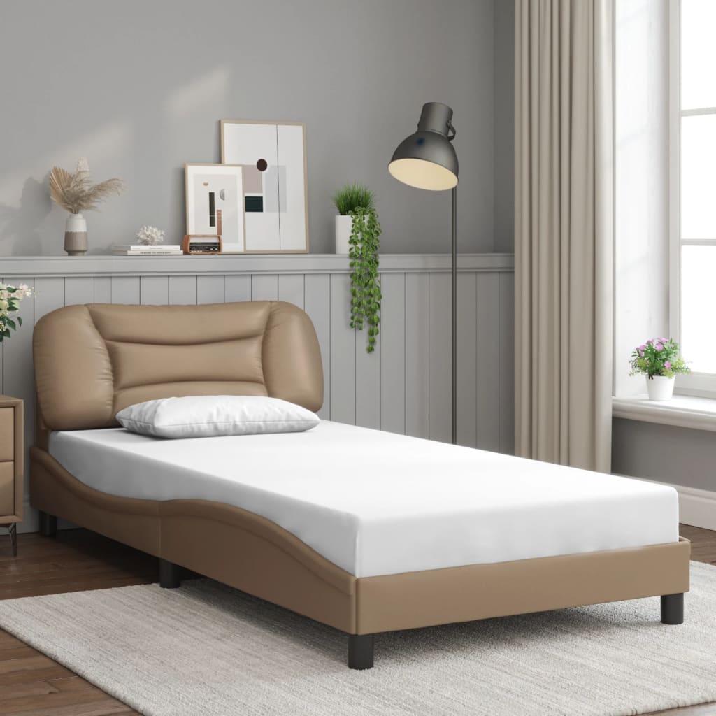 vidaXL Bed Frame with LED without Mattress Cappuccino 100x200 cm