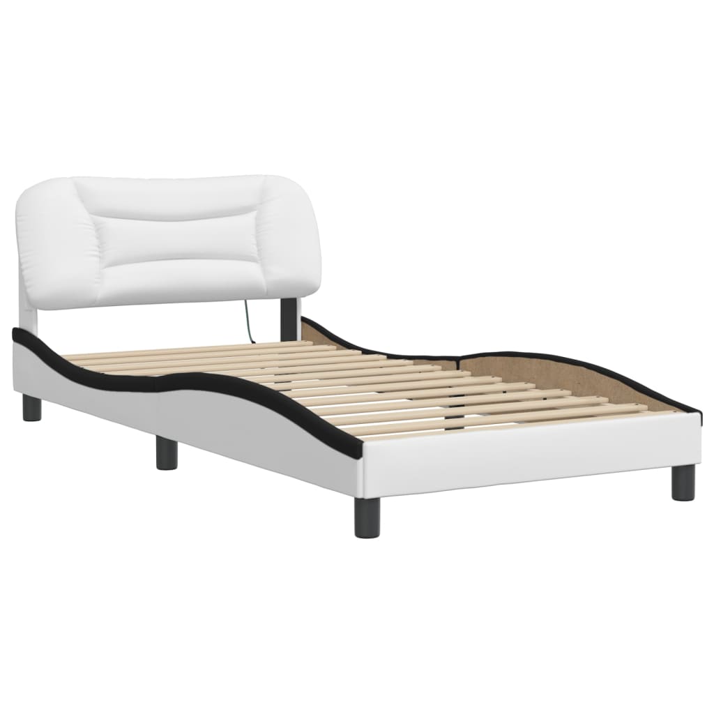 vidaXL Bed Frame with LED without Mattress White and Black 100x200 cm