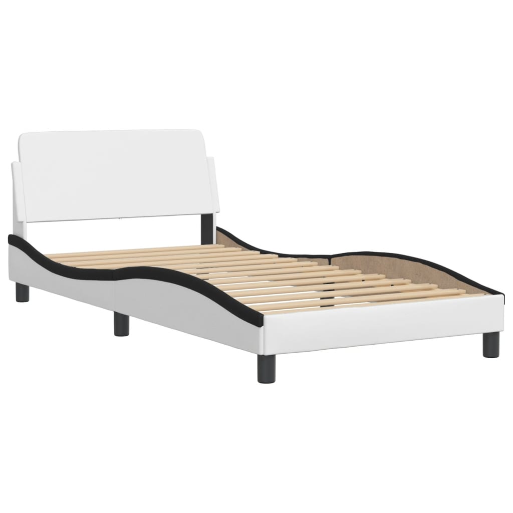 vidaXL Bed Frame with LED without Mattress White and Black 100x200 cm