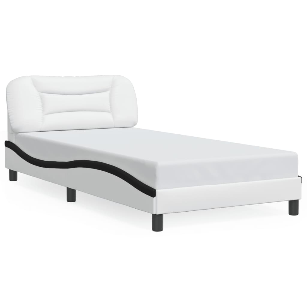 vidaXL Bed Frame with LED without Mattress White and Black 100x200 cm