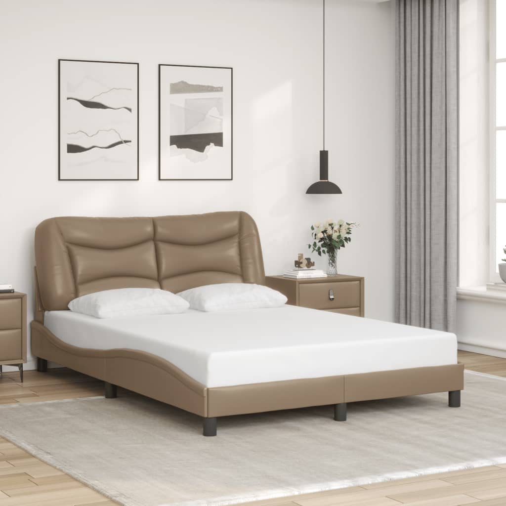 vidaXL Bed Frame with LED without Mattress Cappuccino 140x190 cm