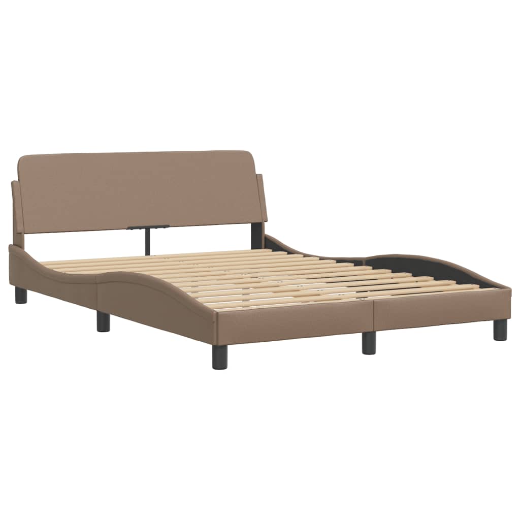 vidaXL Bed Frame with LED without Mattress Cappuccino 140x190 cm