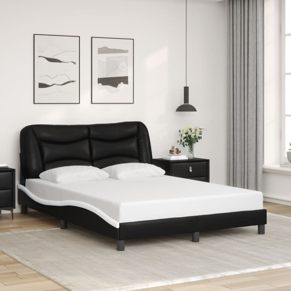 vidaXL Bed Frame with LED without Mattress Black and White 140x190 cm