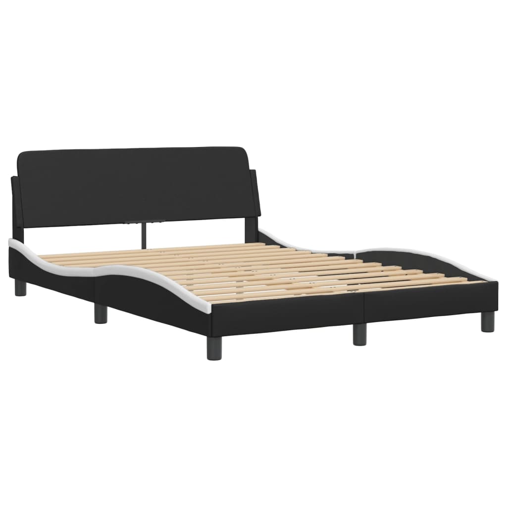 vidaXL Bed Frame with LED without Mattress Black and White 140x190 cm