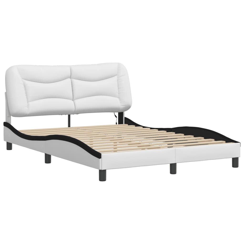 vidaXL Bed Frame with LED without Mattress White and Black 140x190 cm