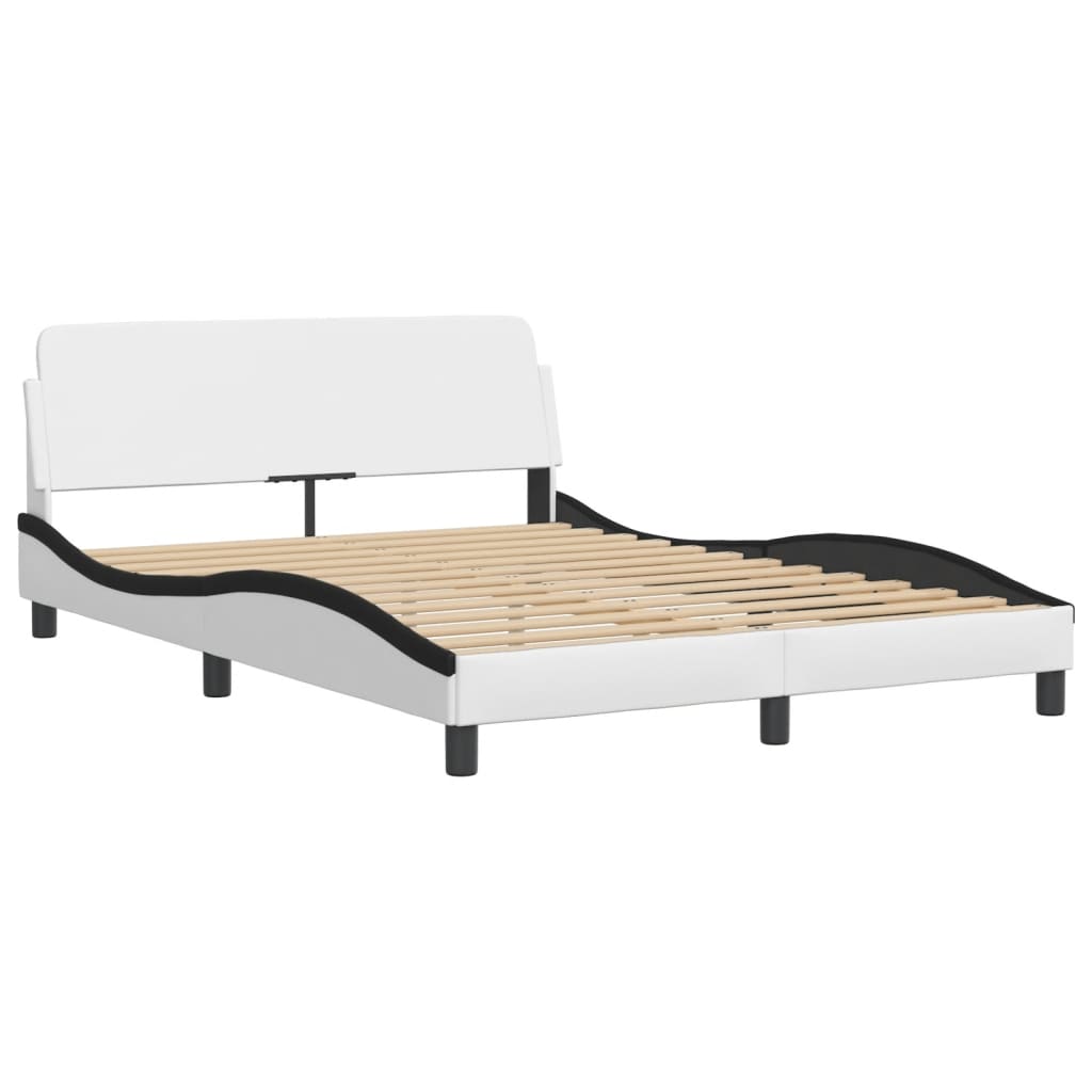 vidaXL Bed Frame with LED without Mattress White and Black 140x190 cm