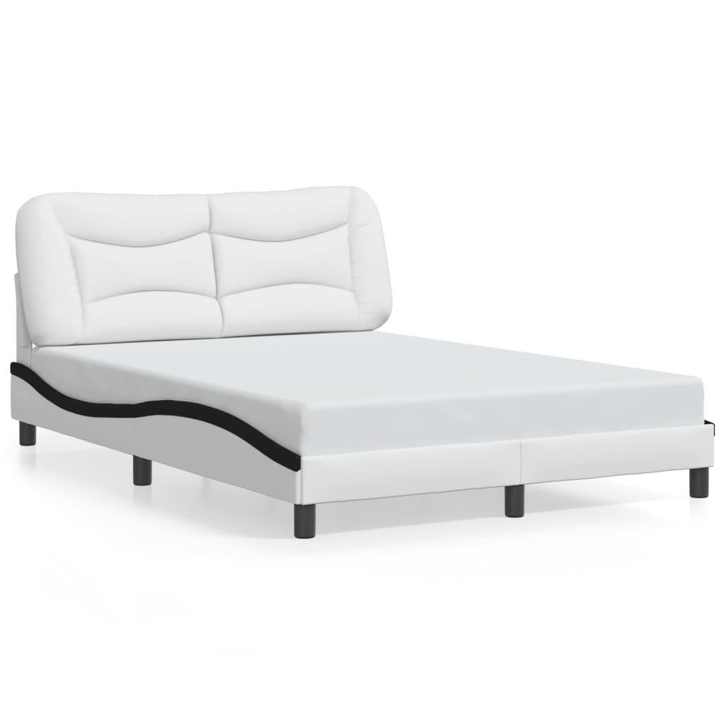 vidaXL Bed Frame with LED without Mattress White and Black 140x190 cm