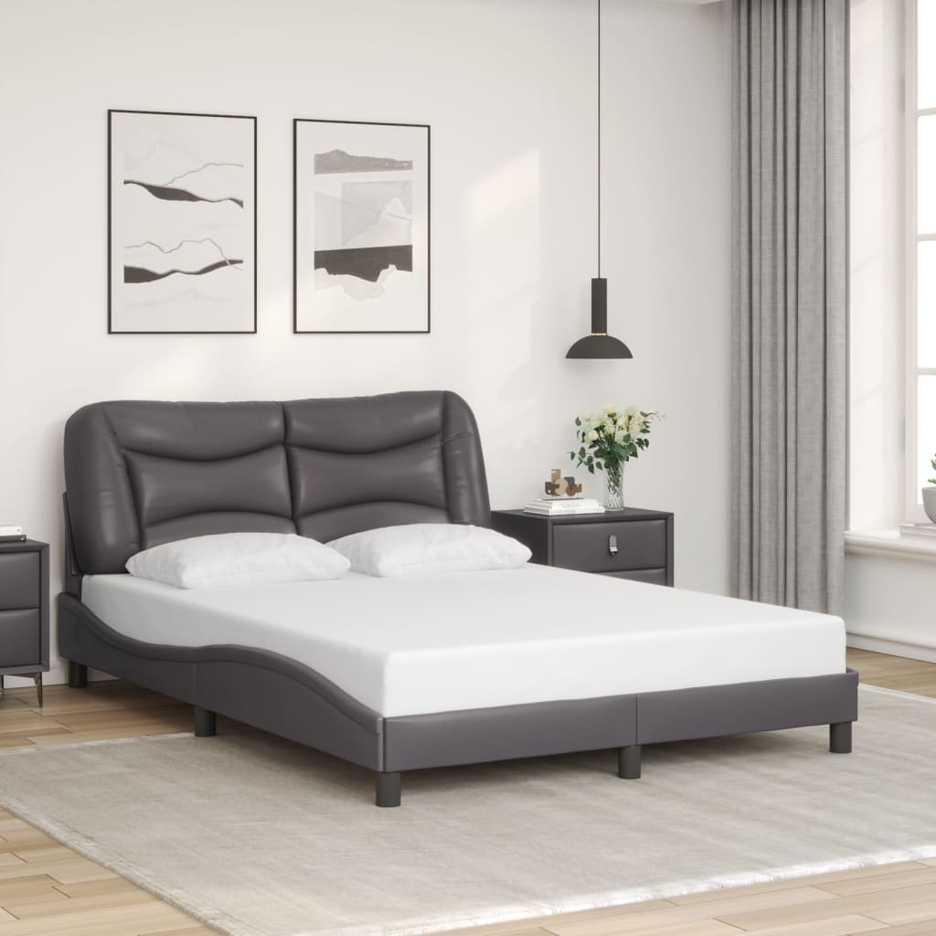 vidaXL Bed Frame with LED without Mattress Grey 140x200 cm