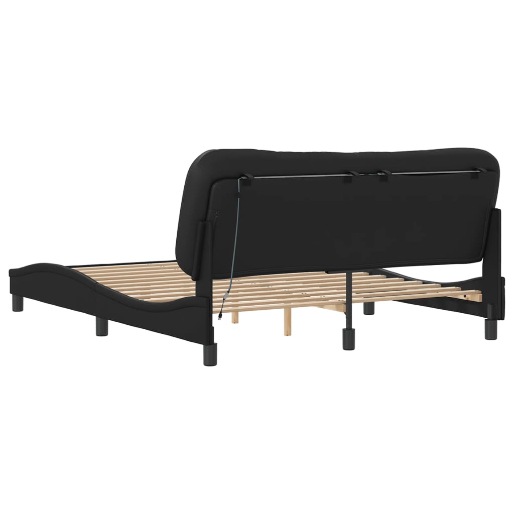 vidaXL Bed Frame with LED without Mattress Black 160x200 cm