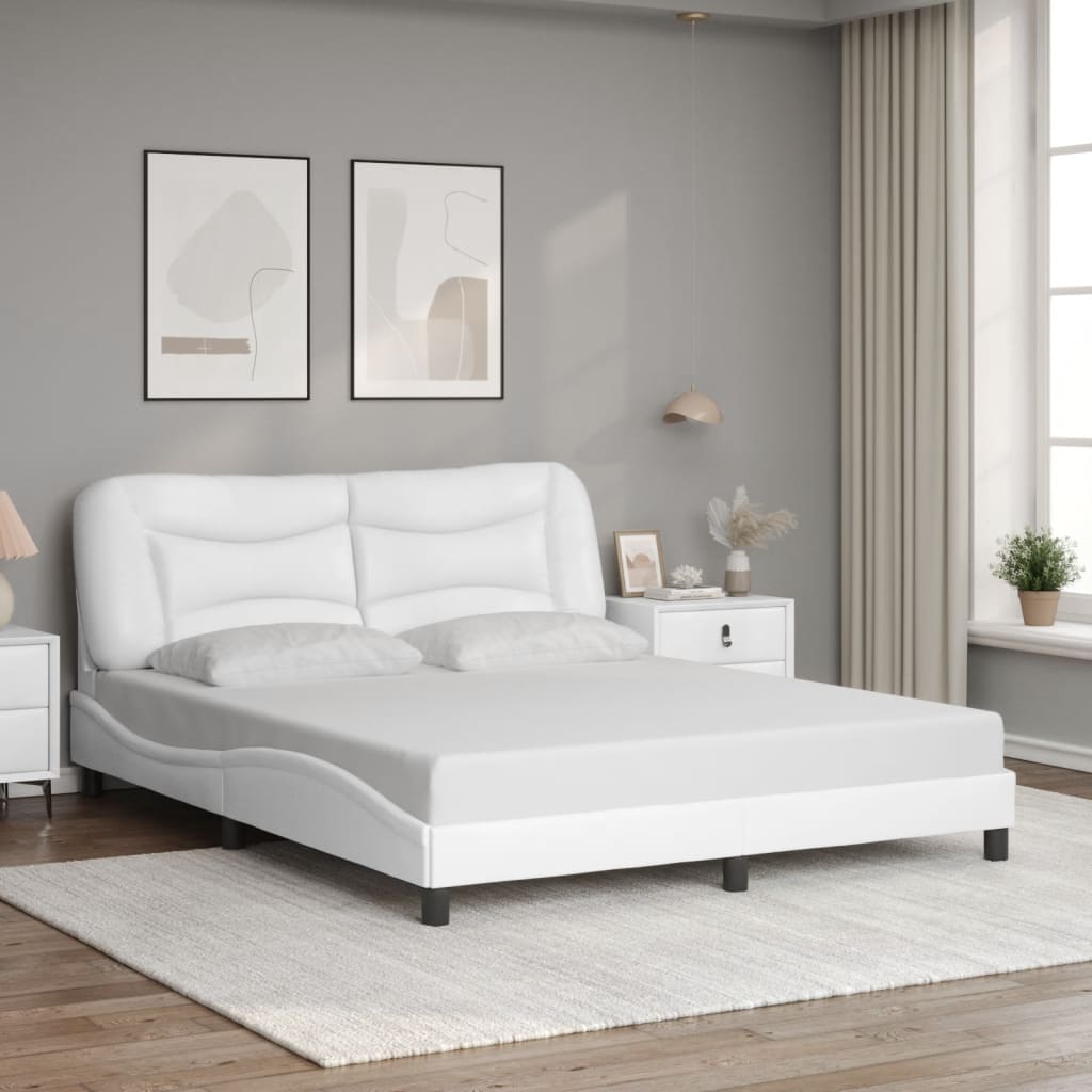 vidaXL Bed Frame with LED without Mattress White 160x200 cm