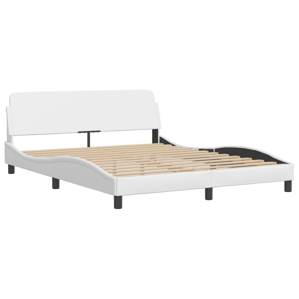 vidaXL Bed Frame with LED without Mattress White 160x200 cm