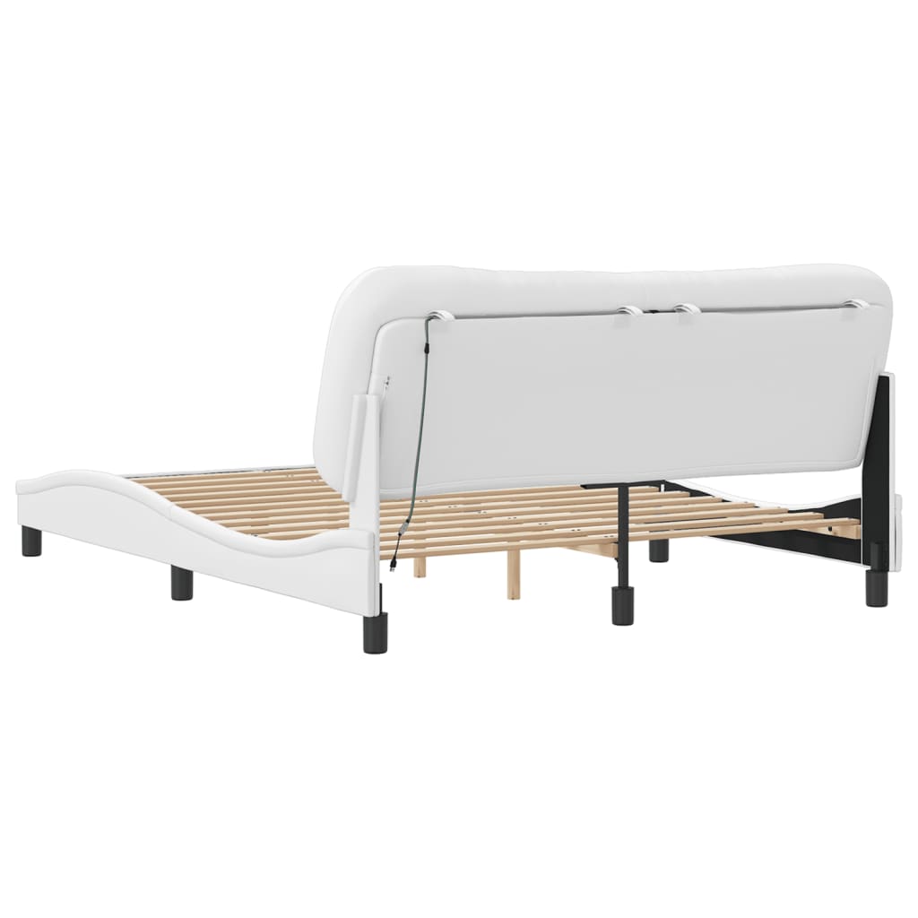 vidaXL Bed Frame with LED without Mattress White 160x200 cm