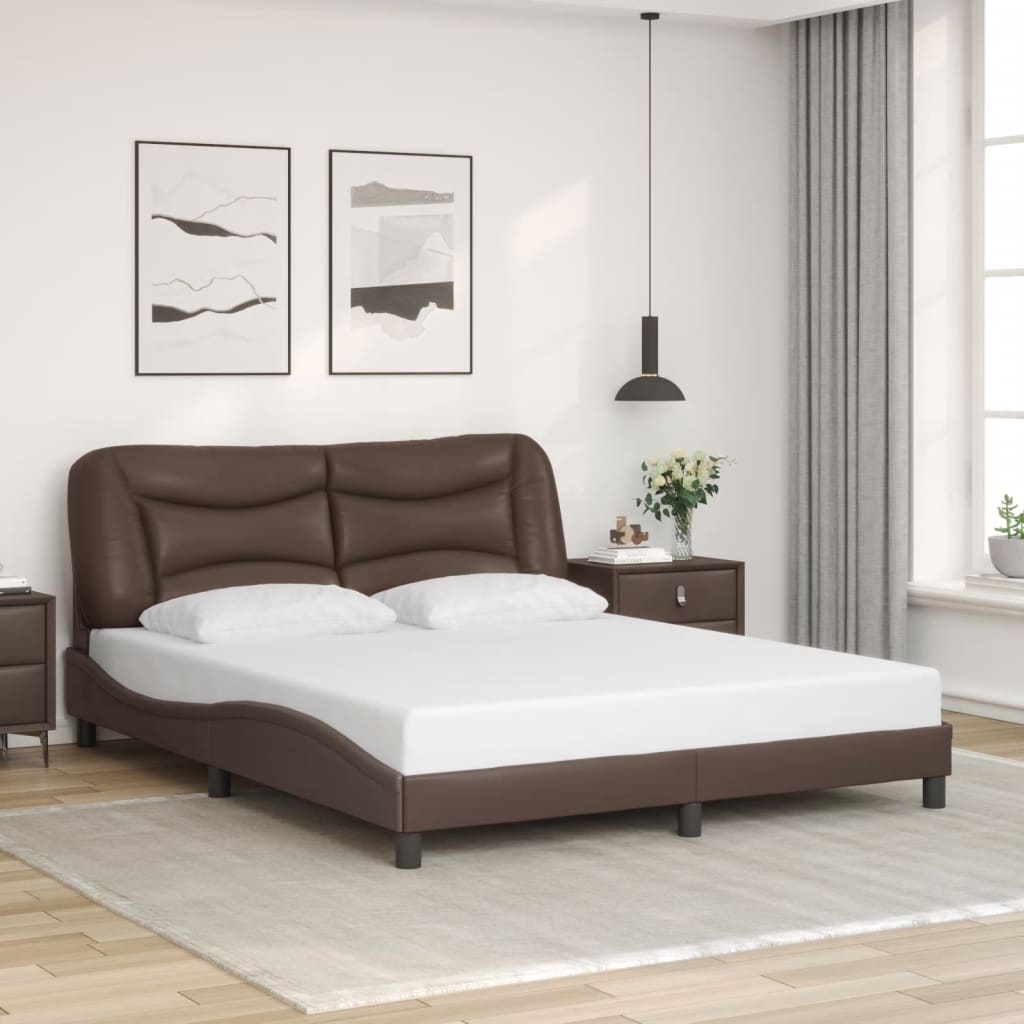 vidaXL Bed Frame with LED without Mattress Brown 160x200 cm