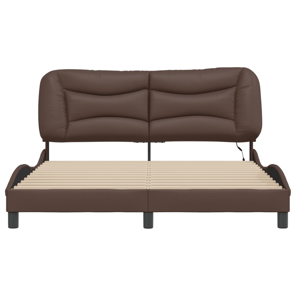 vidaXL Bed Frame with LED without Mattress Brown 160x200 cm