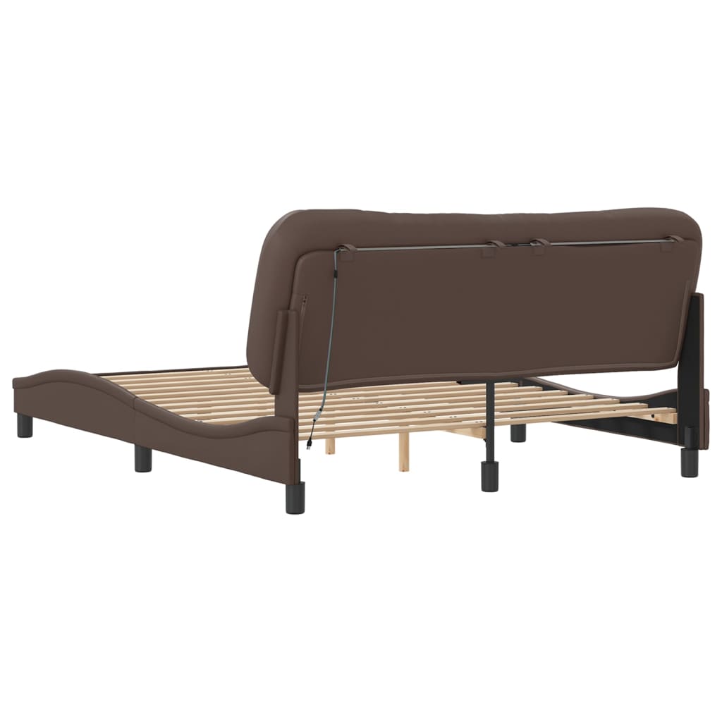 vidaXL Bed Frame with LED without Mattress Brown 160x200 cm