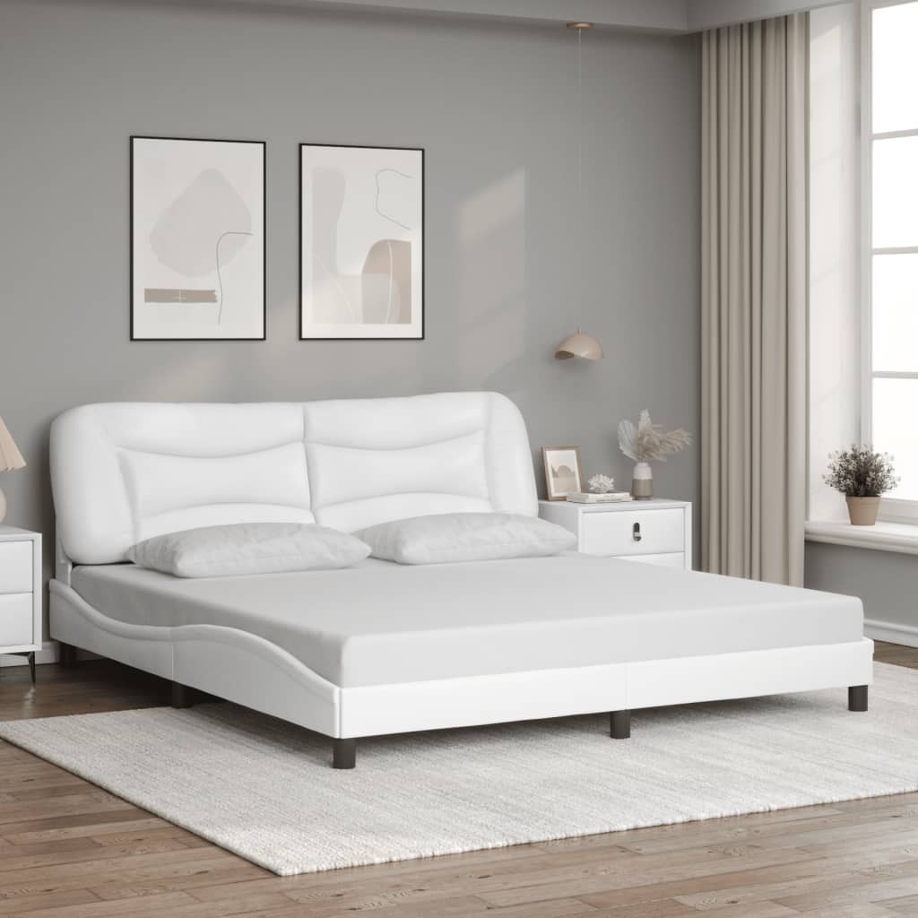 vidaXL Bed Frame with LED without Mattress White 180x200 cm Super King