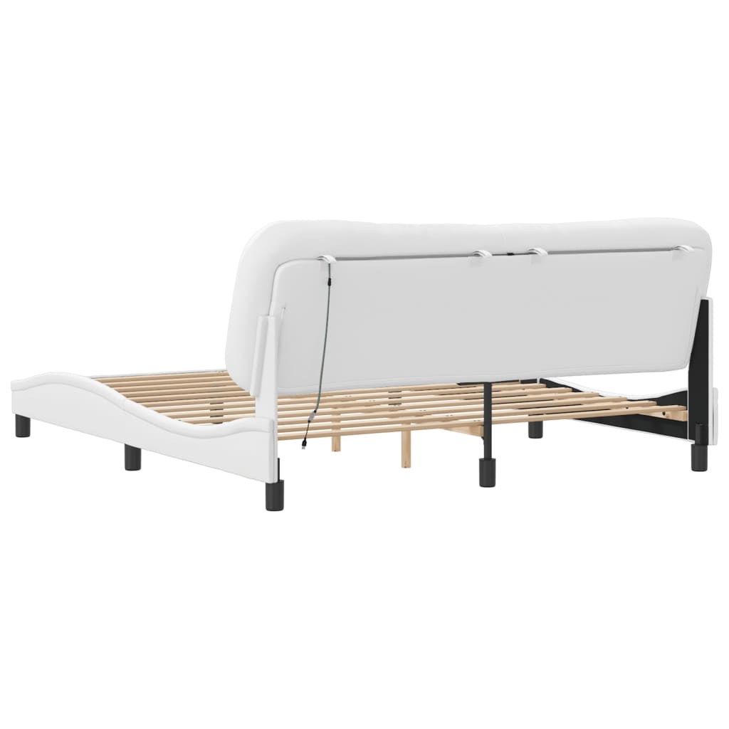 vidaXL Bed Frame with LED without Mattress White 180x200 cm Super King