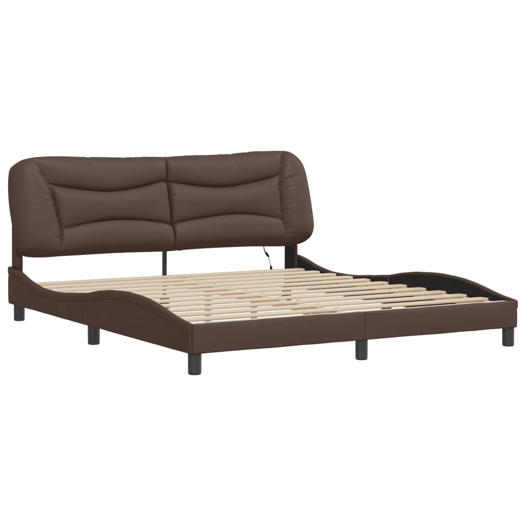 vidaXL Bed Frame with LED without Mattress Brown 180x200 cm Super King