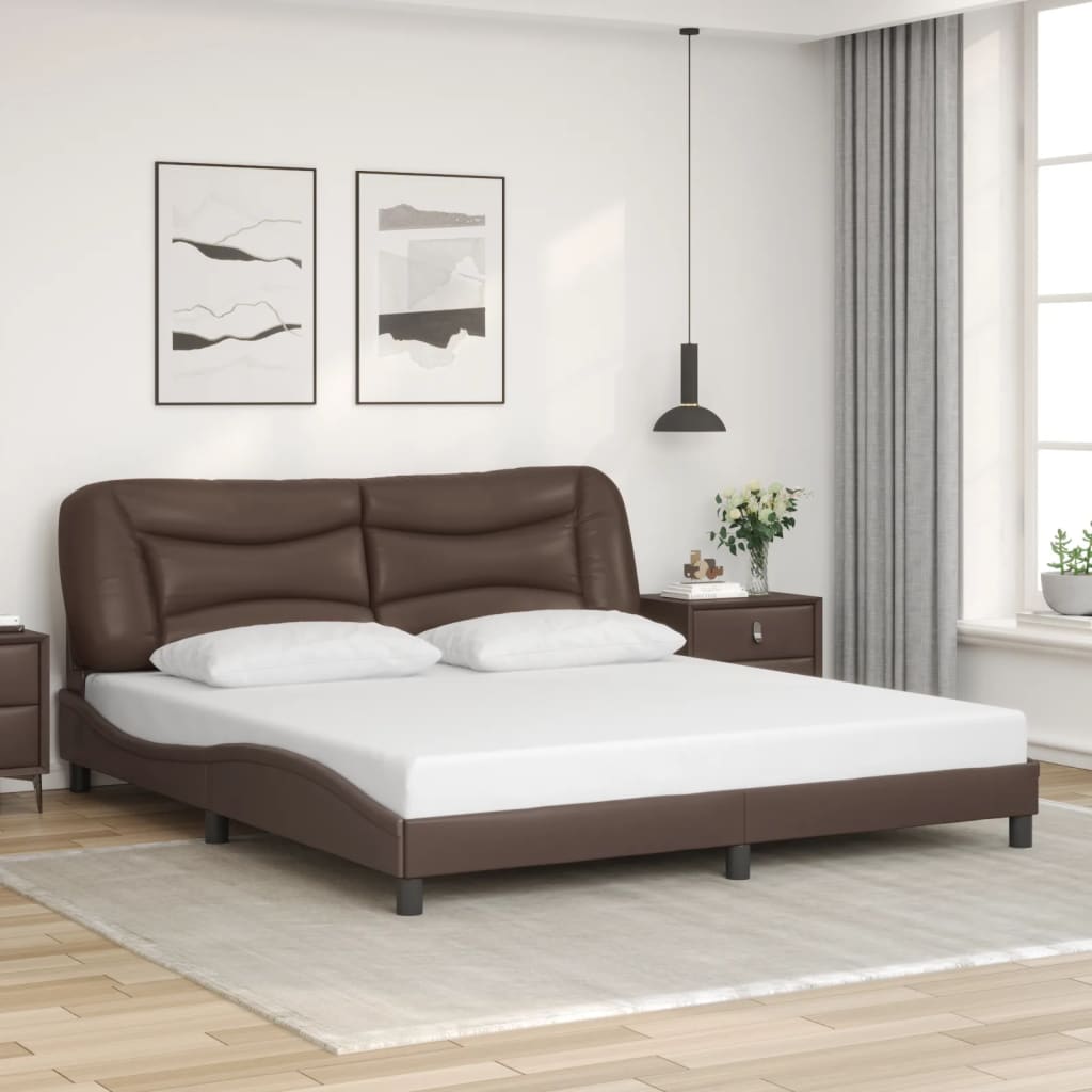 vidaXL Bed Frame with LED without Mattress Brown 180x200 cm Super King