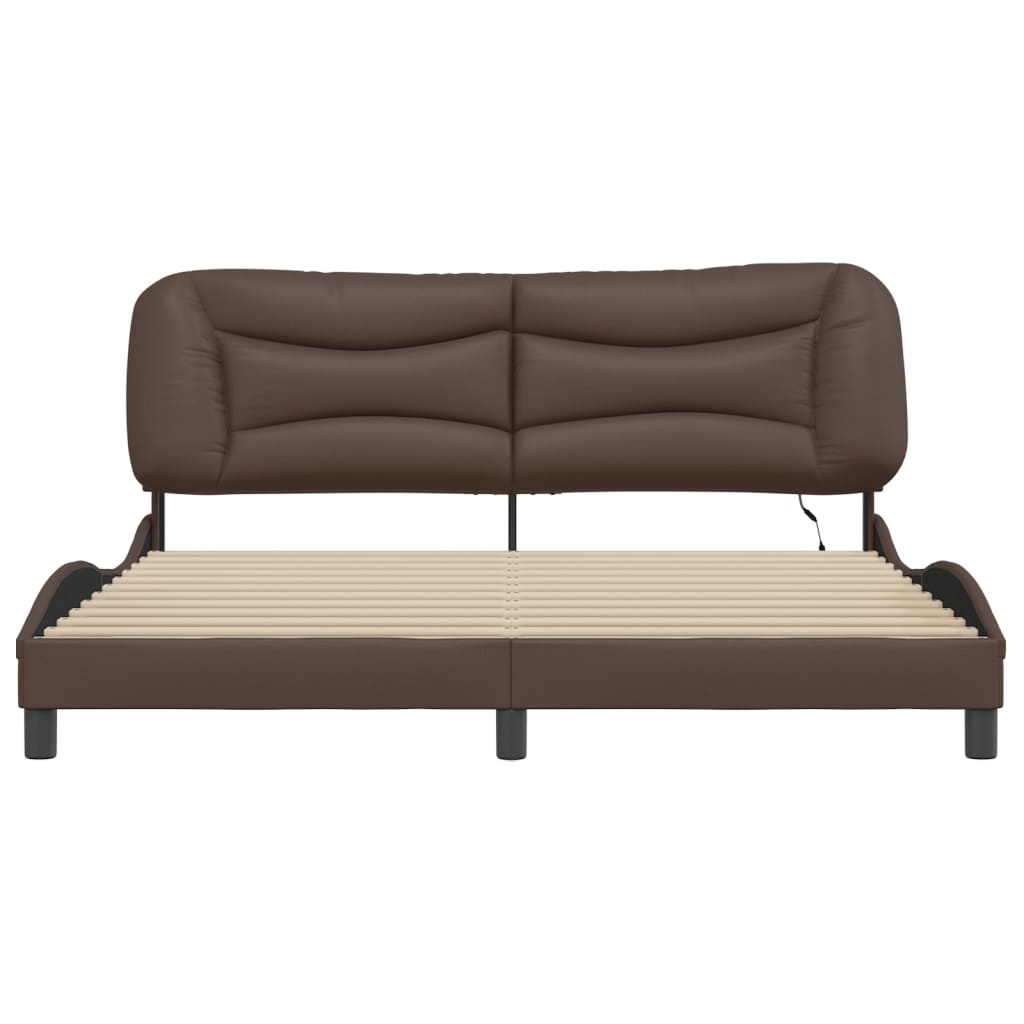 vidaXL Bed Frame with LED without Mattress Brown 180x200 cm Super King