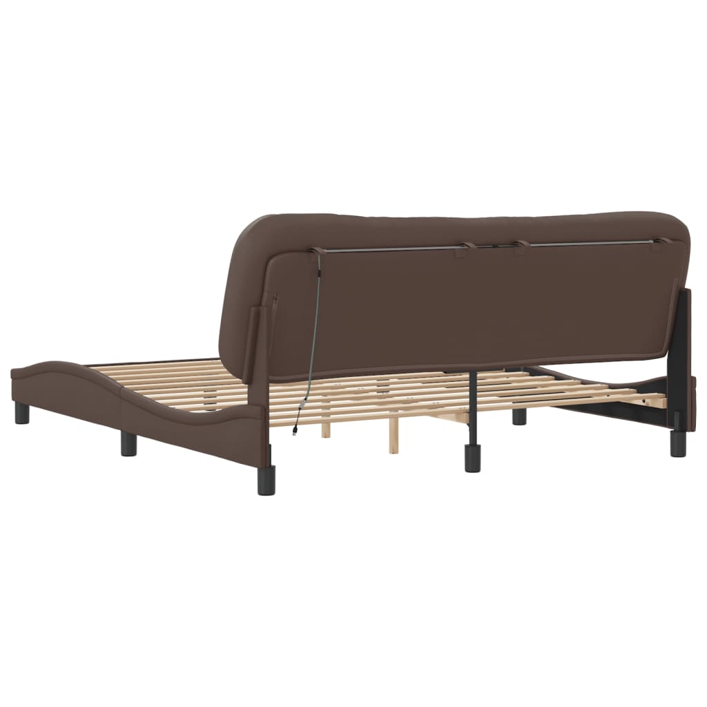 vidaXL Bed Frame with LED without Mattress Brown 180x200 cm Super King