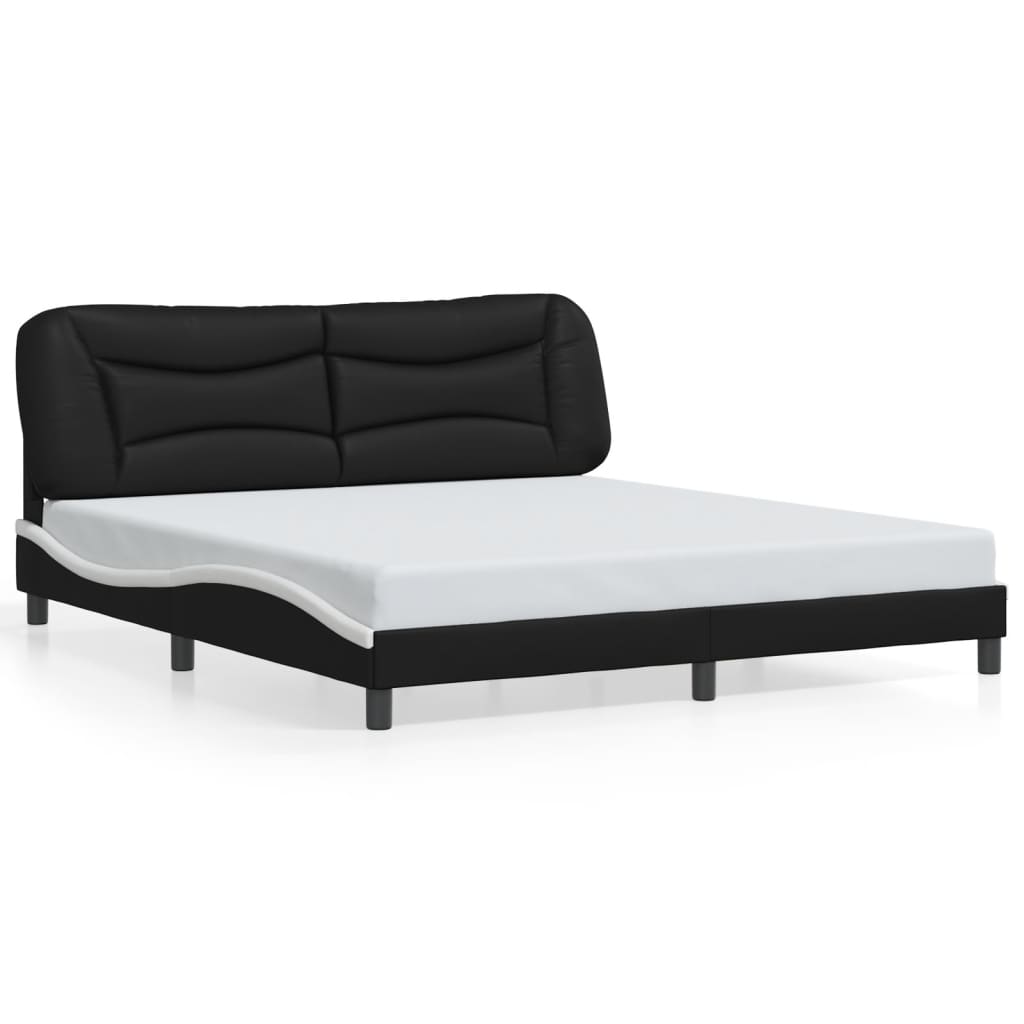 vidaXL Bed Frame with LED without Mattress Black and White 180x200 cm Super King