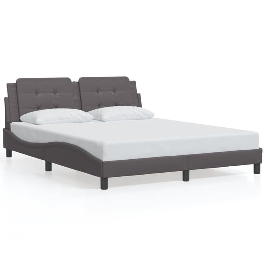 vidaXL Bed Frame with LED without Mattress Grey 160x200 cm