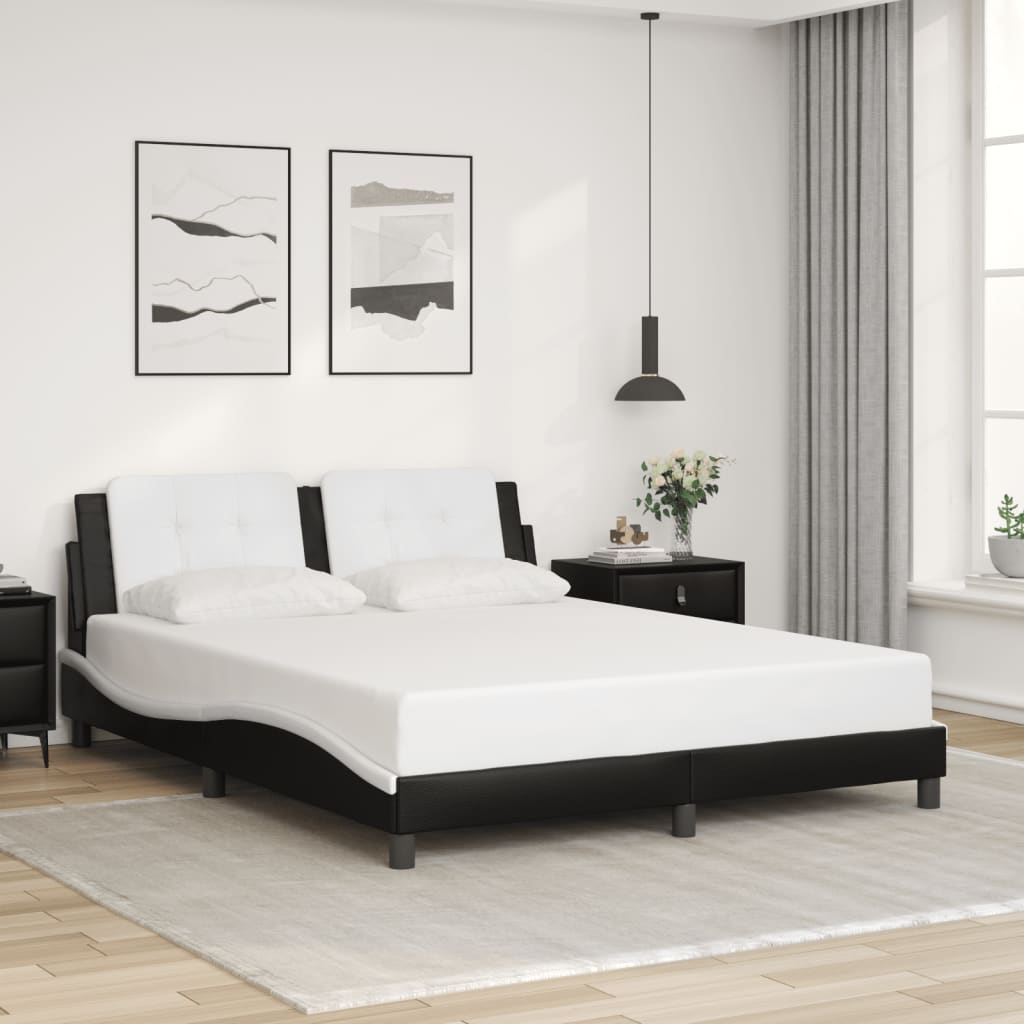 vidaXL Bed Frame with LED without Mattress Black and White 160x200 cm