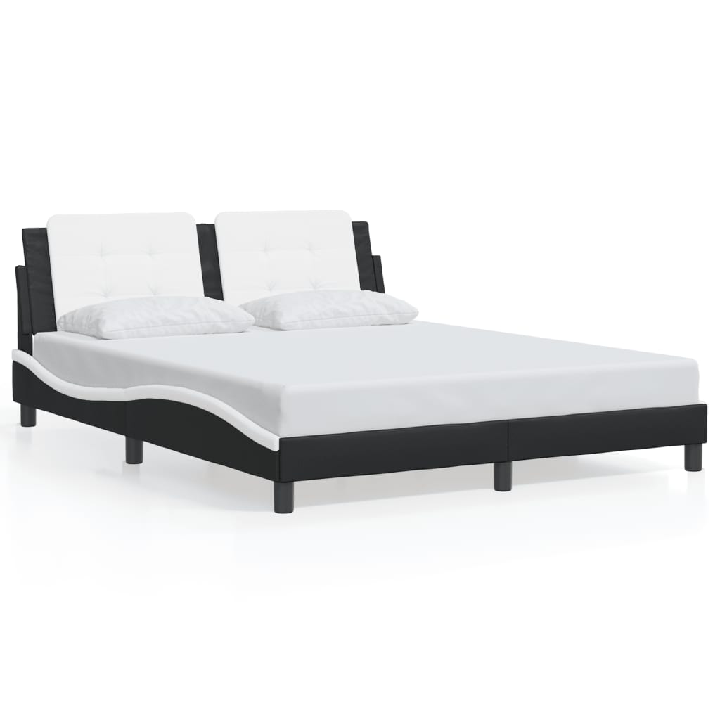 vidaXL Bed Frame with LED without Mattress Black and White 160x200 cm