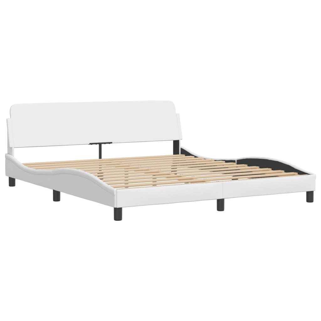 vidaXL Bed Frame with LED without Mattress White 180x200 cm Super King